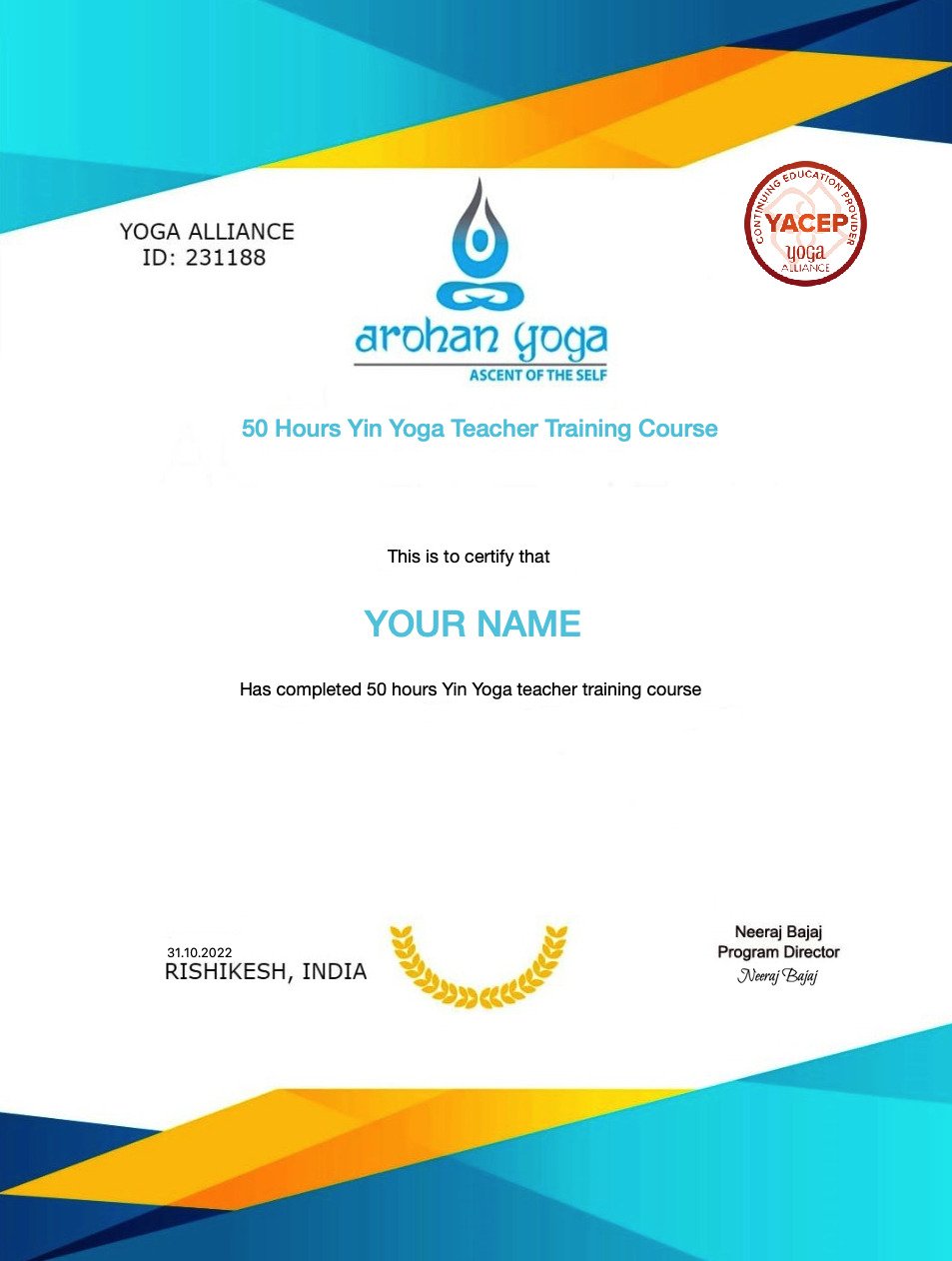 Yin Cert SAMPLE Yin Cert SAMPLE